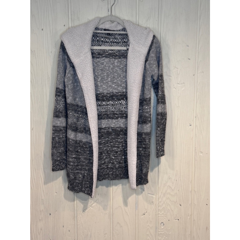 Lety & Me grey sherpa hooded cardigan, Size S
